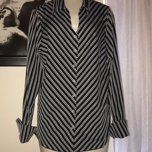 Lane Bryant  Miter Stripe Shirt French Cuffs 22/24